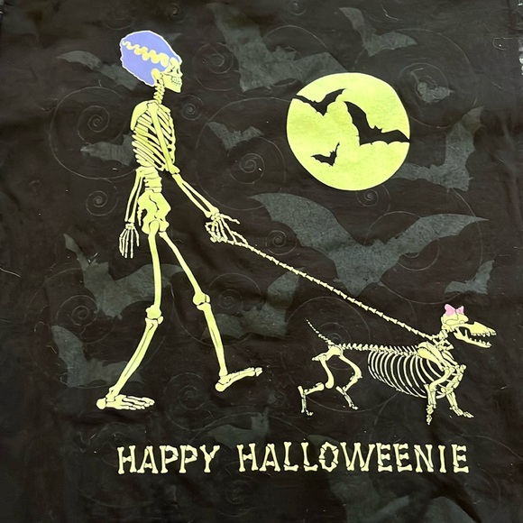 Halloween Happy Halloweenie Flannel Shirt upcycled unisex medium - Picture 2 of 6